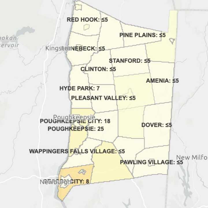 The Dutchess County COVID-19 map as of Friday, Nov. 13.