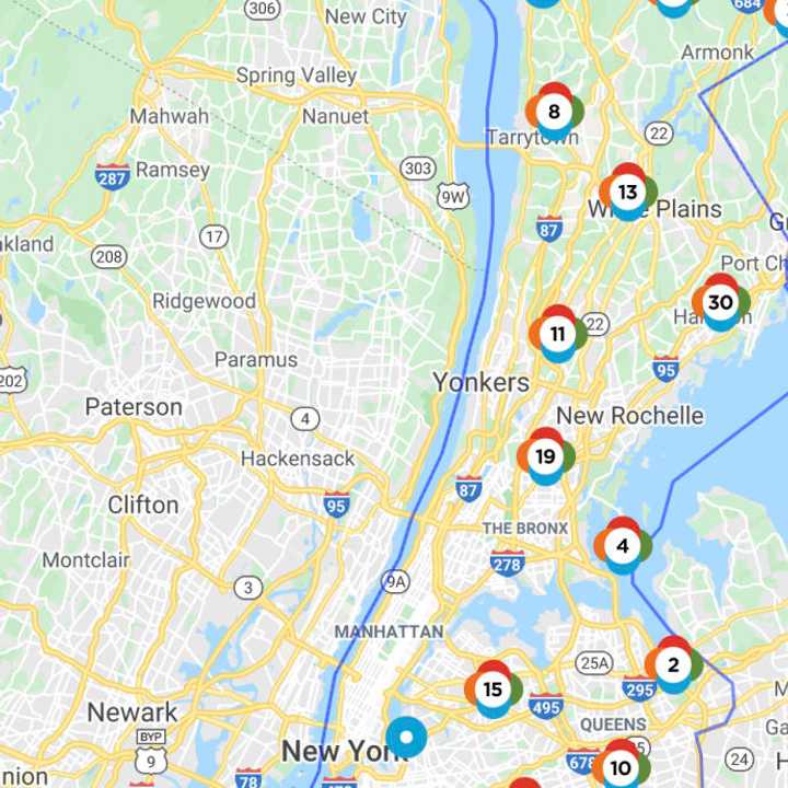 The Con Edison Outage Map on Monday, Nov. 16.