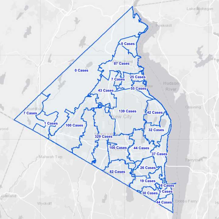 The breakdown of active COVID-19 cases in Rockland County as of Wednesday, Nov. 18.