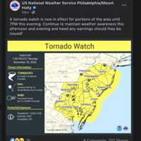 <p>There is a tornado watch in effect for five states including parts of New Jersey.</p>