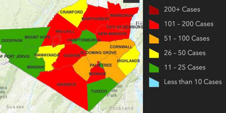 The breakdown of COVID-19 active cases in Orange County on Monday, Dec. 7