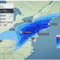 <p>A look at snowfall projections from AccuWeather for the storm late Wednesday afternoon, Dec. 16 into Thursday morning, Dec. 17.</p>