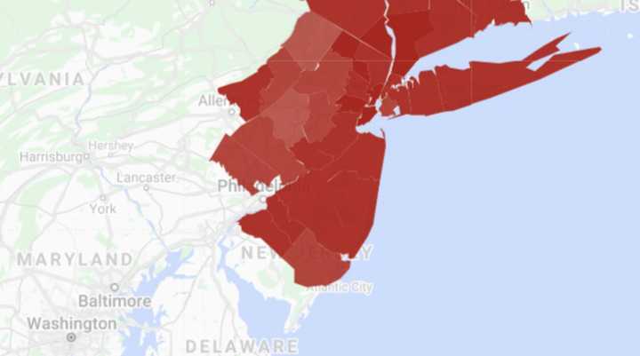 Map of COVID-19 cases in the Daily Voice coverage area (data updated 12/17/20 7 p.m.).