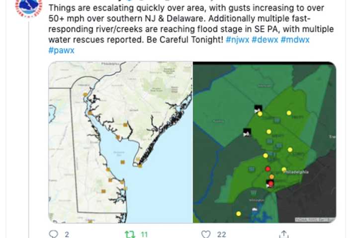 Santa Sails Past Strong South Jersey Winds, Pennsylvania Flash Floods