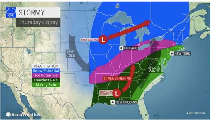 A look at the storm system expected to sweep through on New Year&#x27;s Eve, Thursday, Dec. 31 into New Year&#x27;s Day, Friday, Jan. 1.