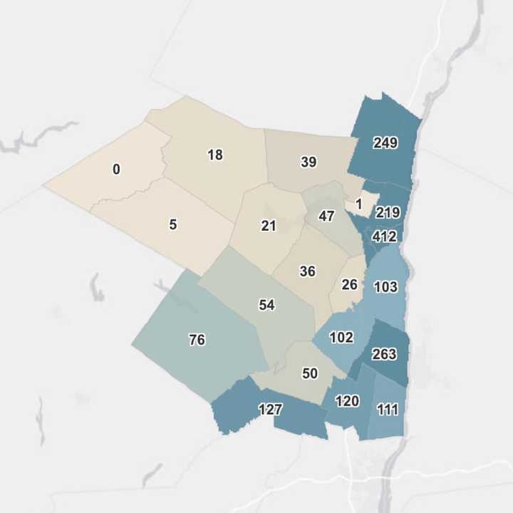 The breakdown of active COVID-19 cases in Ulster County on Wednesday, Dec. 30.