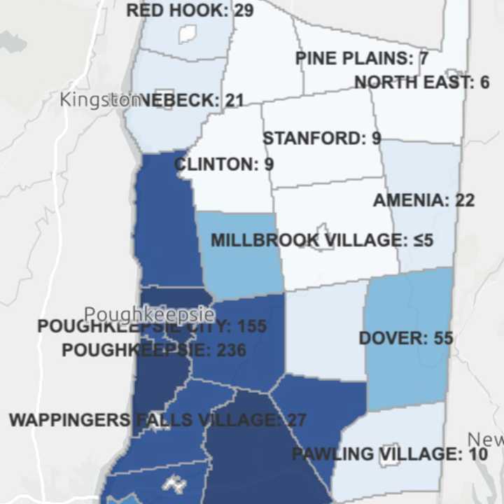 The breakdown of active COVID-19 cases in Dutchess County on Wednesday, Dec. 30.