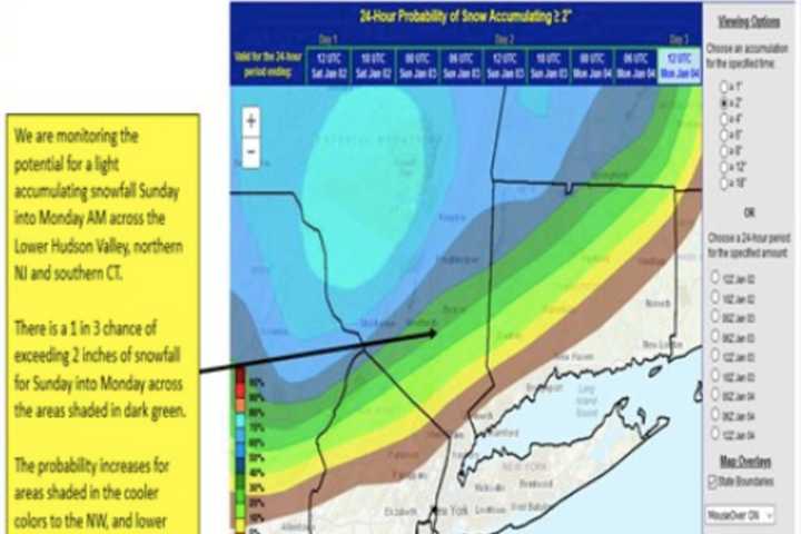 New Storm System Will Bring 2-4 Inches Of Snowfall North Of Long Island