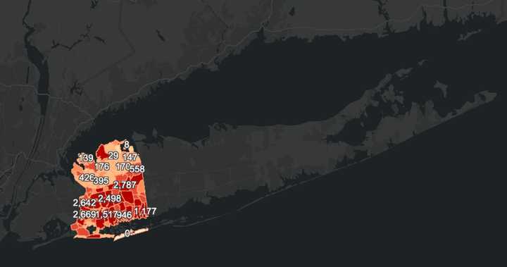 The breakdown of COVID-19 cases in Nassau County on Monday, Jan. 11.