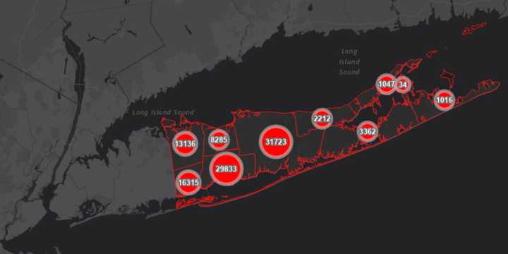 The breakdown of COVID-19 cases in Suffolk County on Tuesday, Jan. 12.