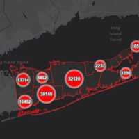 <p>The Suffolk County COVID-19 map on Wednesday, Jan. 13.</p>