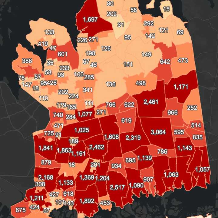 The breakdown of COVID-19 cases in Nassau County on Thursday, Jan. 28.