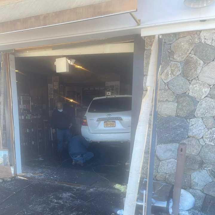 A vehicle plowed into a Northern Westchester business causing minor injuries to three.