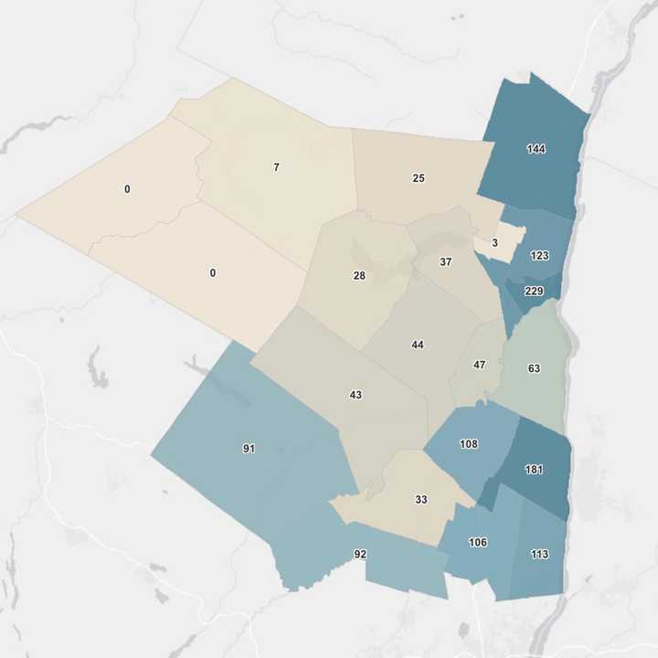 The breakdown of COVID-19 cases in Ulster County on Friday, Feb. 19.