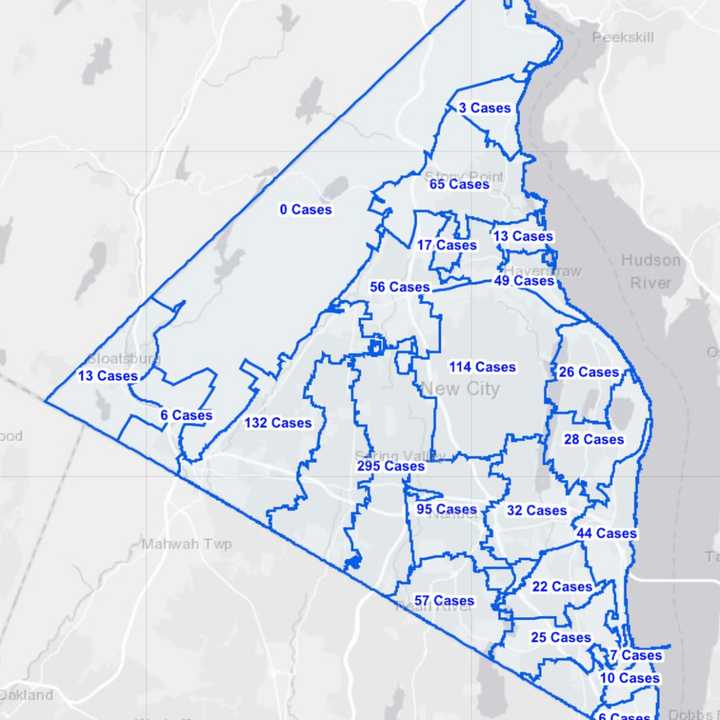 The Rockland County COVID-19 map on Wednesday, Feb. 24.