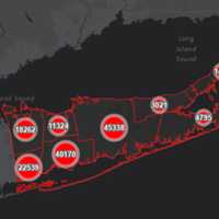 <p>The Suffolk County COVID-19 map on Monday, March 1.</p>