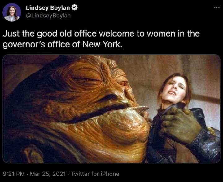 New York Gov. Andrew Cuomo&#x27;s first accuser compared the governor to Jabba the Hutt.