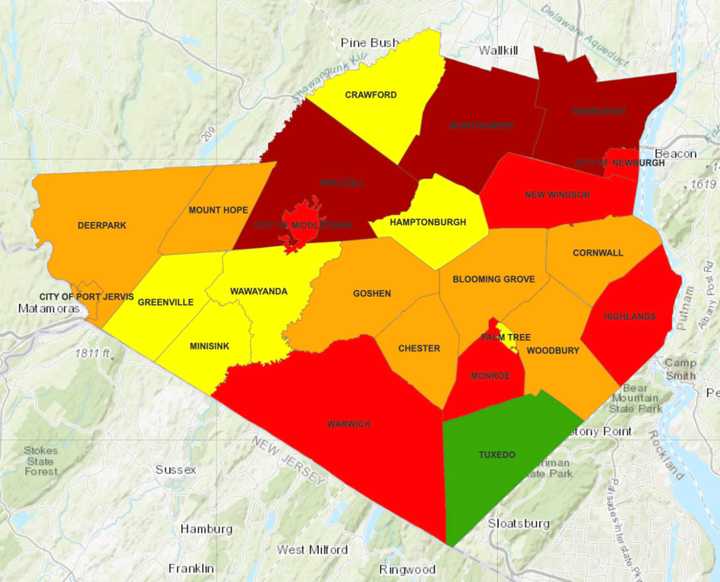 The Orange County COVID-19 map on Tuesday, March 30.