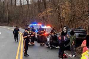 Car Overturns In Bridgewater