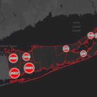 <p>The Suffolk County COVID-19 map on Thursday, April 1.</p>