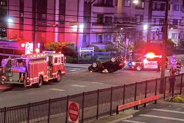 Car Overturns, Skids Upsidedown Across Atlantic City Intersection