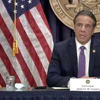 <p>New York Gov. Andrew Cuomo during a COVID-19 press briefing on Monday, April 19.</p>