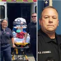 <p>Elizabeth Fire EMS workers Amber Henderson and Justin McGee, and Rahway Police Officer Eddie O&#x27;Donnell.</p>