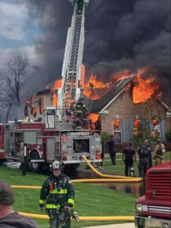 Four-Alarm Monmouth House Fire Prompts NJ Forest Service 'Air Drop,' Police Car Collision