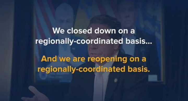 New York, New Jersey, and Connecticut are working on a regional reopening plan.