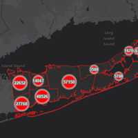 <p>The Suffolk County COVID-19 map on Friday, May 7.</p>