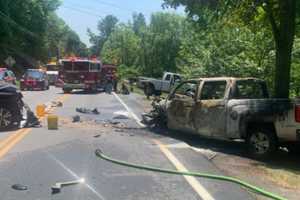 Two Hospitalized After Fiery Crash In Area