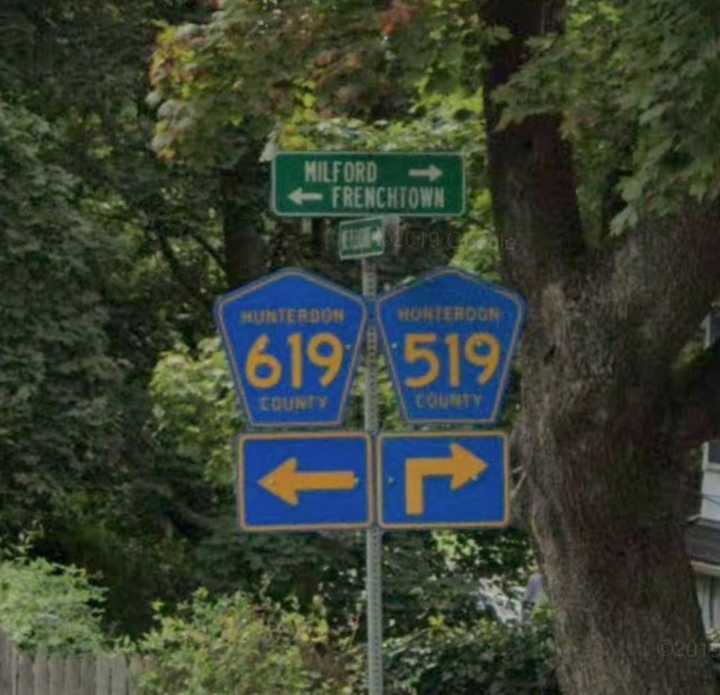 Intersection of Routes 519 and 619 in Milford