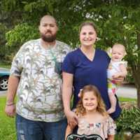 <p>Kyle and Brianna Schriner with their two daughters.</p>