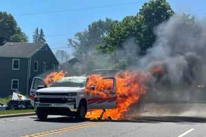 PHOTOS: Pickup Truck Fire Causes Delays In Sussex County