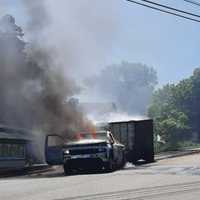 <p>The fire was reported in the area of Woodport Road and East Mountain Road in Sparta just before 11 a.m., town police said.</p>