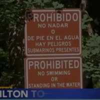 <p>Swimming is prohibited along this stretch of the Atlantic County parks system. (Courtesy/ ABC 6 Action News)</p>