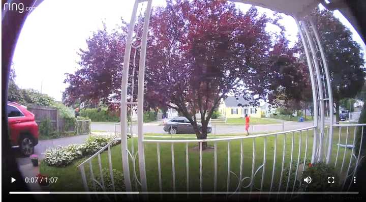 The man walking on the street captured on a Ring doorbell camera.