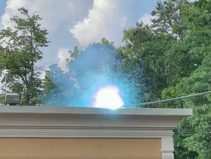 Several Sussex County fire departments worked together to douse a group of exploding wires that nearly extended to a car wash on Route 206 Thursday.