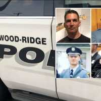 <p>Wood-Ridge Officer Mike Mueller (bottom right), Sgt. Jeff Geisler (top right), Officer Michael Donato (bottom left) and Sgt. Joseph Rutigliano.</p>