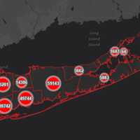 <p>The Suffolk County COVID-19 map on Tuesday, July 27.</p>