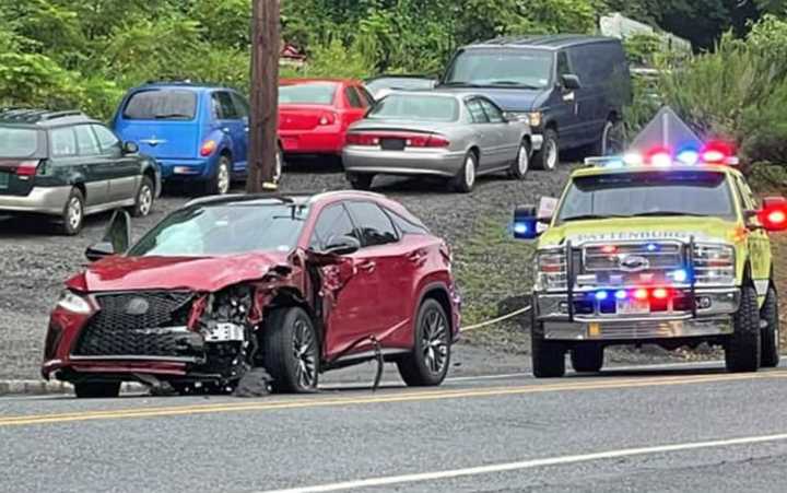 One victim was extricated with the “jaws of life” and hospitalized Sunday following a two-car crash in Hunterdon County, authorities said.