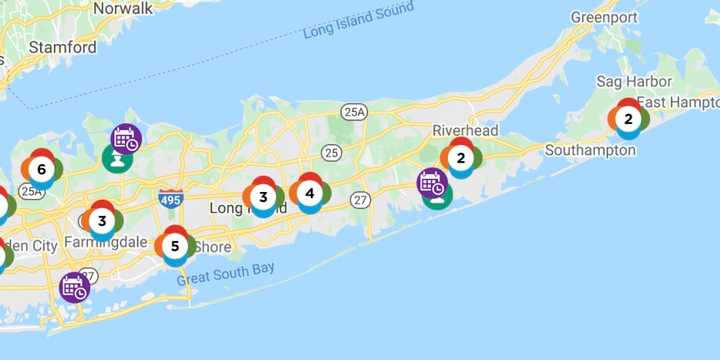 The PSEG Long Island Outage Map on Monday, Aug. 23.