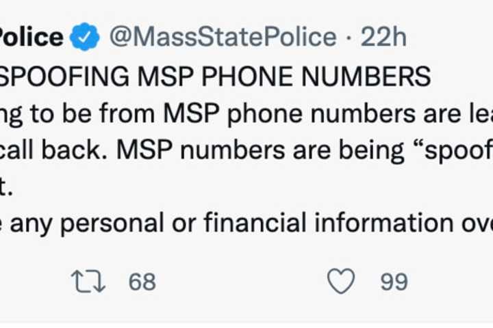 Scammers Spoofing Massachusetts State Police Number