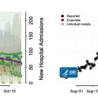 <p>The CDC&#x27;s forecast of new COVID-19 hospitalizations in Massachusetts.</p>