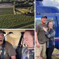 <p>Zach Freeborn proposes to Killian Leahy over Tranquility Farms in Sussex County.</p>