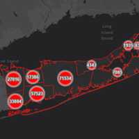 <p>Suffolk County COVID-19 map on Wednesday, Oct. 20.</p>