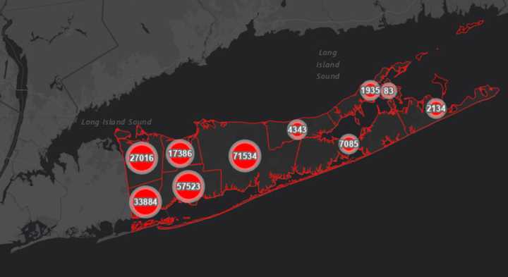 Suffolk County COVID-19 map on Wednesday, Oct. 20.