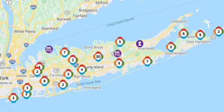 The PSEG Long Island Outage Map on Wednesday, Oct. 27.