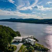 <p>The estate in Dutchess County overlooks the Hudson.</p>