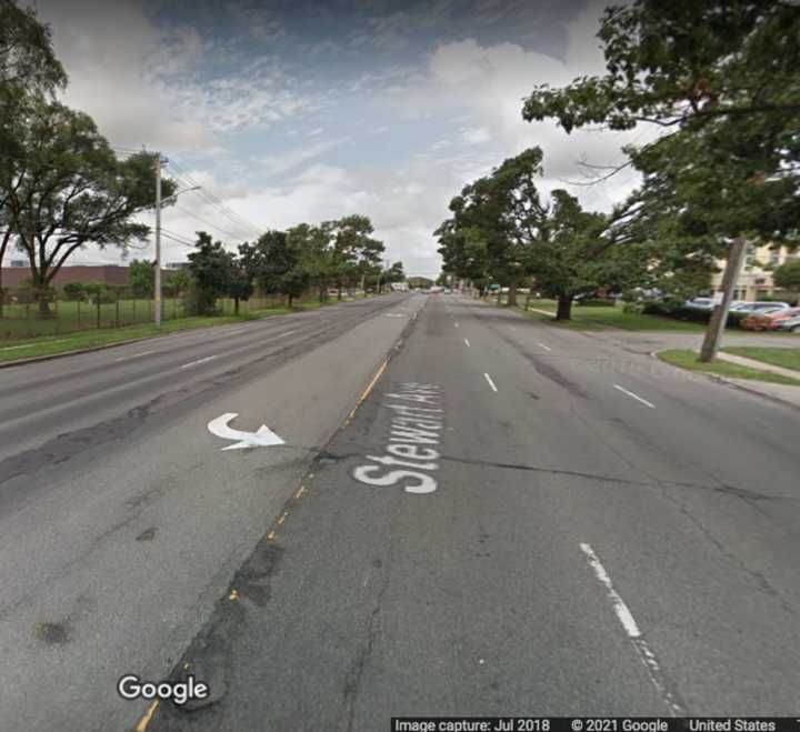 The area where the crash happened Stewart Avenue.